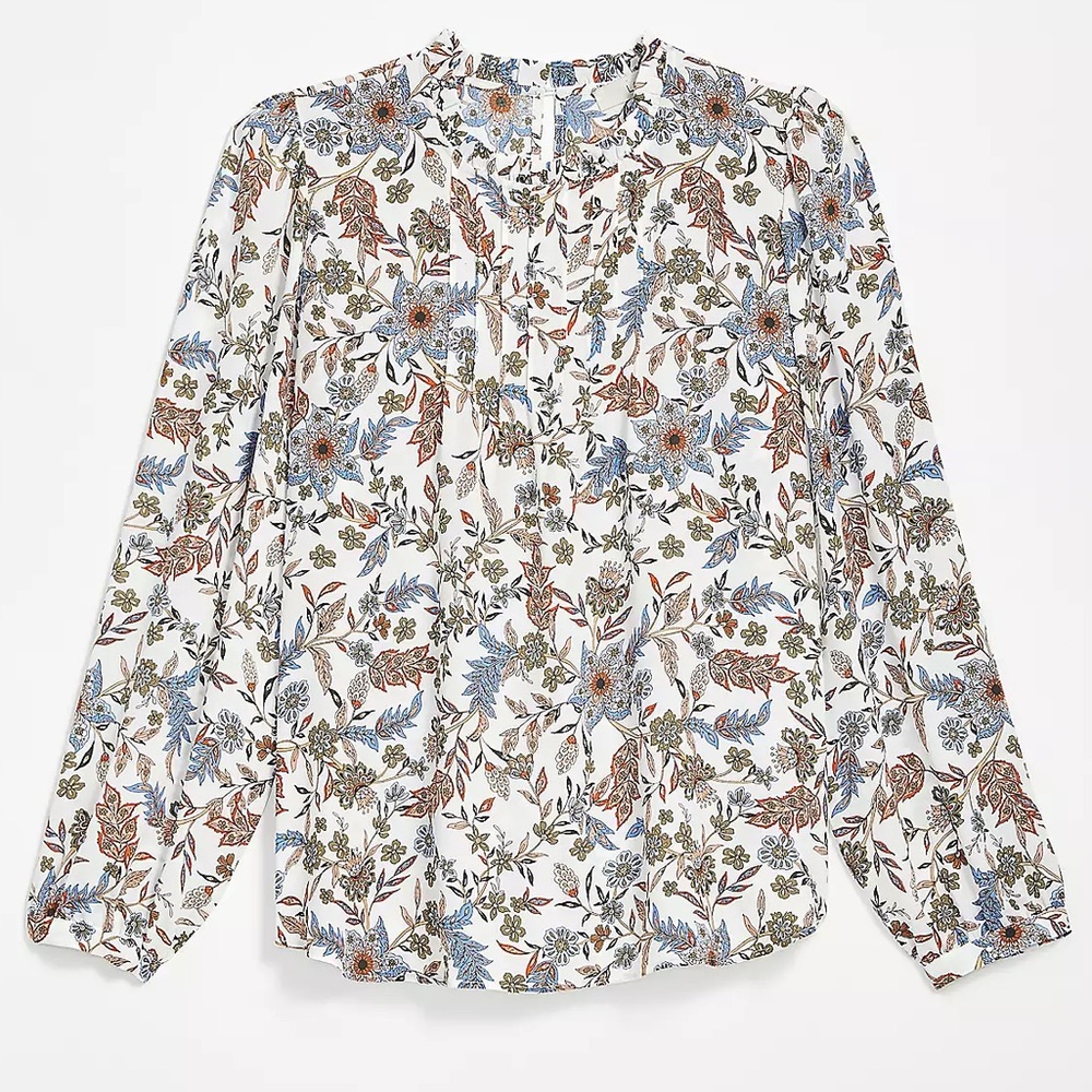 🆕 EUC Loft Floral Pintucked Blouse size large